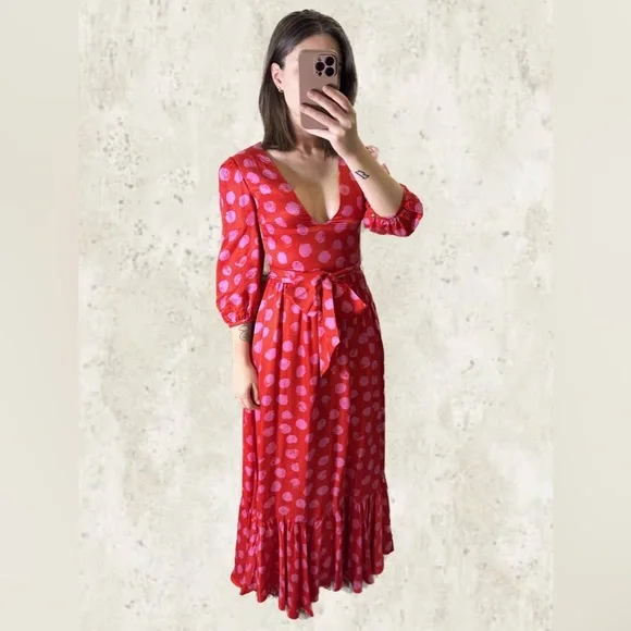 Borgo de Nor Dresses | Borgo de Nor Red and Pink Maxi Dress | Color: Pink/Red | Size: 4 | Broorobi's Closet
